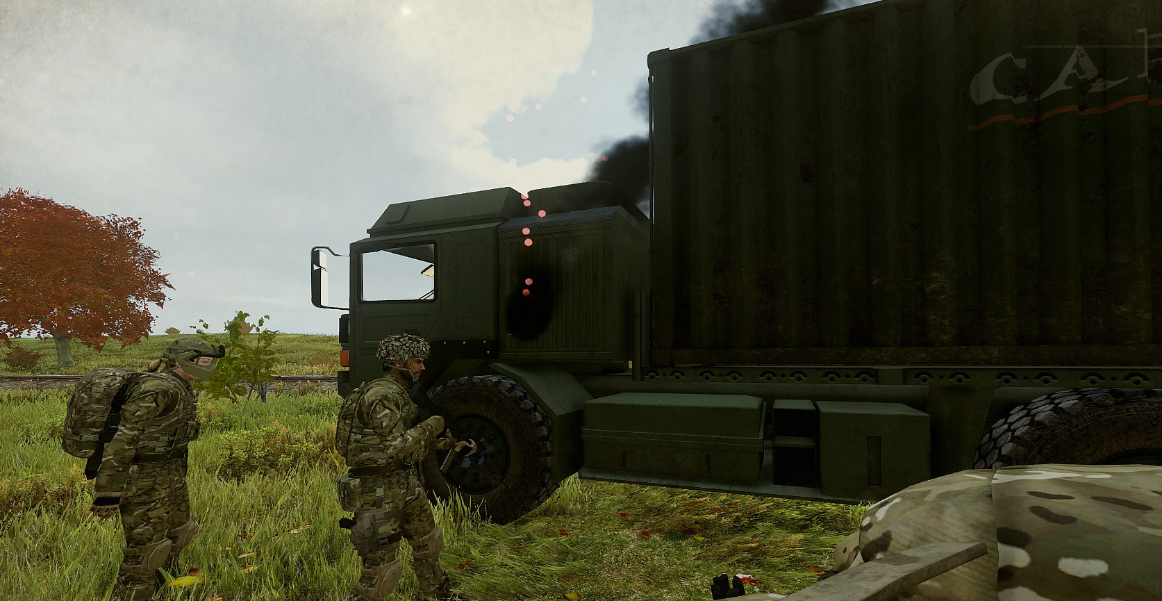 Screenshot from Operation Deep Stump (2025-12-28) - UK UNPROFART troops attempt to deliver Xmas cheer to the Polish and Belgian force elements, but come under repeated attack from Bitcoin Bandits who consider the appalling British Xmas food (limp turkey, soggy spuds, and questionable 