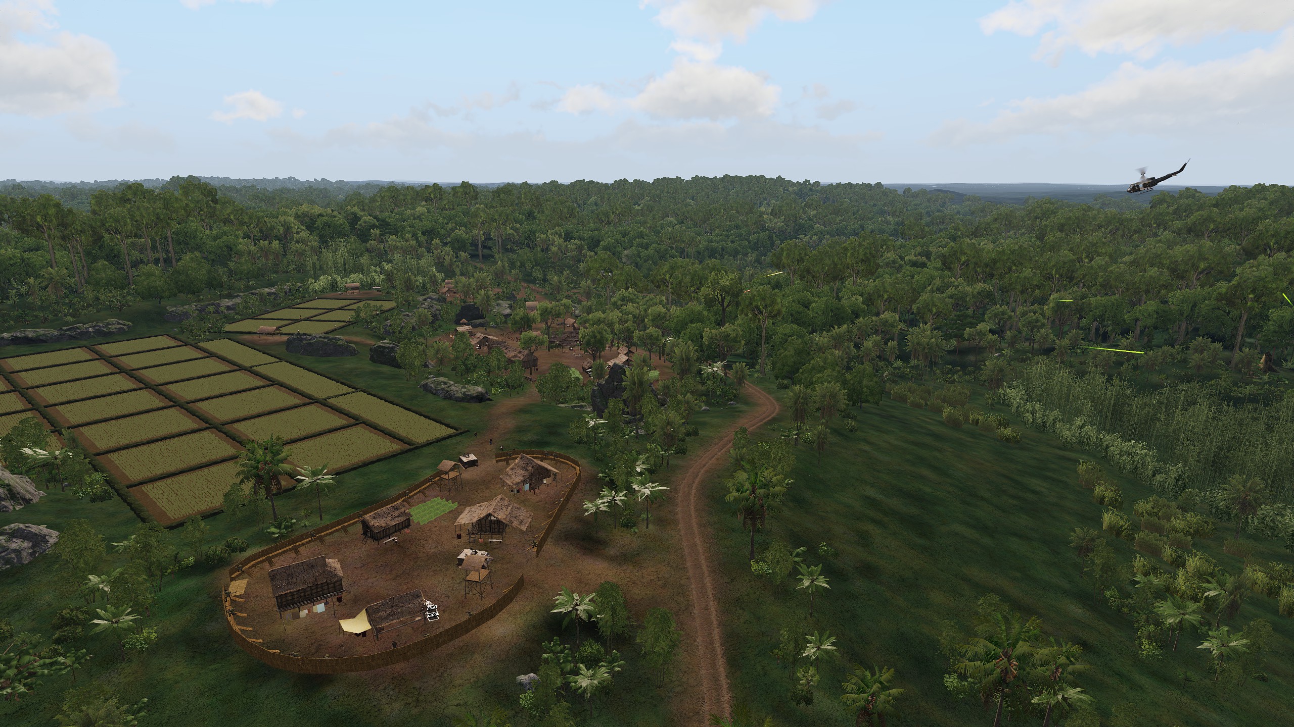 Screenshot from Operation Blind Honeybee (2022-07-29) - Assault the last couple of rocks, including the bridge between rocks full of bastards, followed by defence of a village.